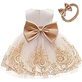 AIMJCHLD 0-6 Years Toddler Baby Girls Pageant Lace Embroidery Dresses Formal Dress with Headwear