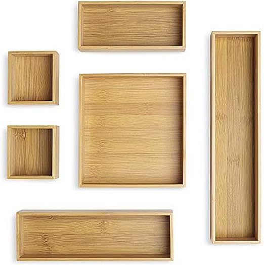 Amazon Com Whitmor Bamboo Drawer Organizers Set Of 6 Natural