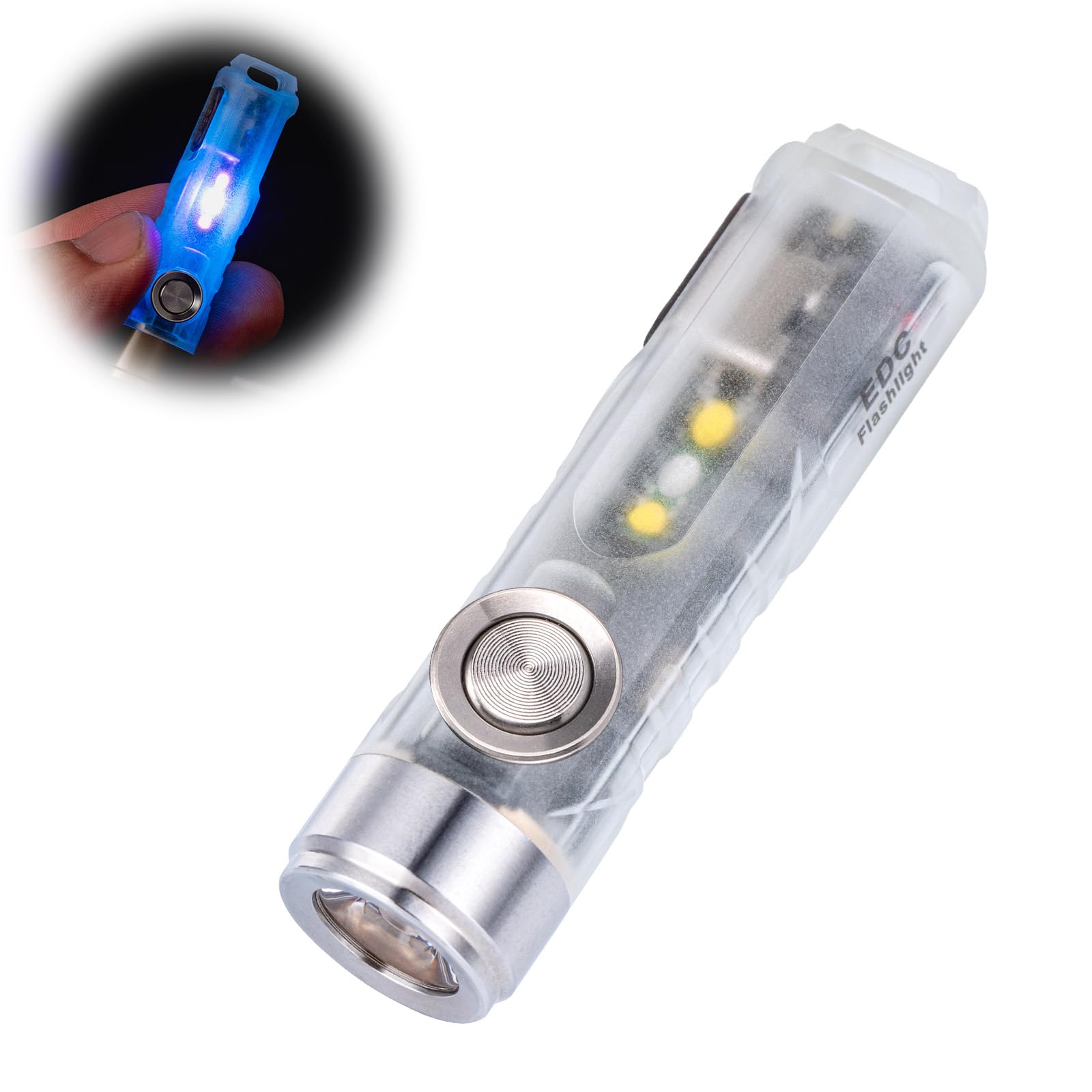 RovyVon A7 Rechargeable Torch Super Bright Mini EDC Keyring Torch with Sidelight Glow in The Dark for Camping, Hiking, Outdoors