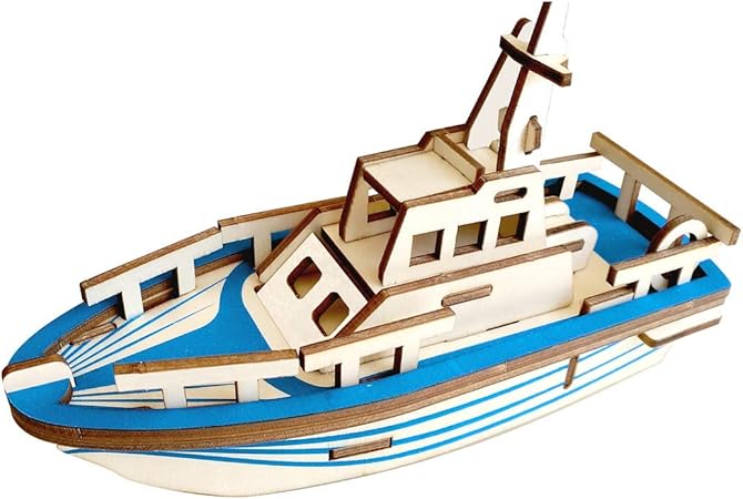 Amazon Diy 3d 木製パズル 船モデルキット 学習教育玩具 子供用 アートクラフト ライフボート はめこみ 形合わせ おもちゃ