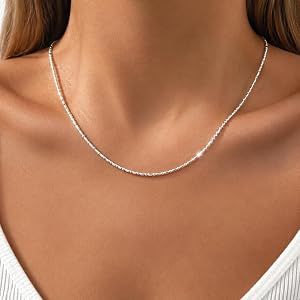925 Silver Fine Chain Necklace, 1.2mm Exquisite Flat Water Bracelet, Safe To Wear, Low Allergy Lightweight Material, 18-28 In