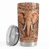 SANDJEST Elephant Tumbler 20oz Elephants Wood