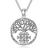 SIMONLY Crucifix Tree of Life Necklace for Women S925 Sterling Silver Jerusalem Cross Pendant Necklace Religious Jewelry Christmas Gifts for Wife