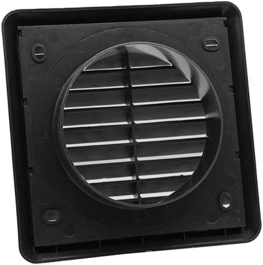 Kair Black Louvred Grille 155mm External Dimension with Round 100mm - 4 inch Rear Spigot Wall Ducting Air Vent - Image 3