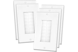 LEENUE Brush Wall Plate, 5 Pack Single Gang Wall Plate Cable Pass Through for Low Voltage Wires, Cord Hider for Wall Mount TV, White
