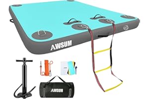 AWSUM Inflatable Floating Dock Air Dock Platform Floating Island Raft with None-Slip Surface for Pool Beach Ocean