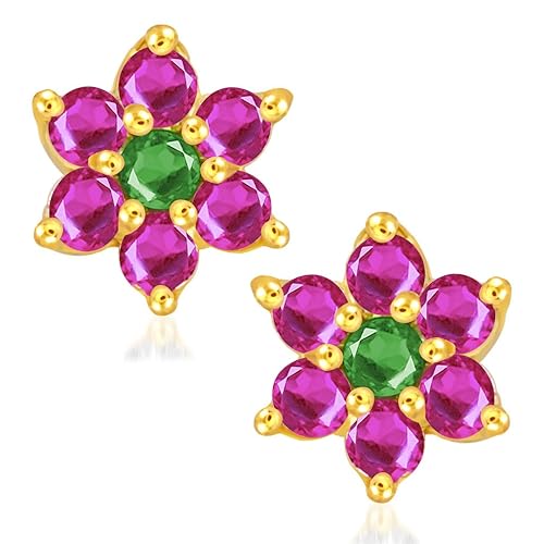 VK Jewels Cubic Zirconia Stud Earrings for Women (Golden) (vker1343g)