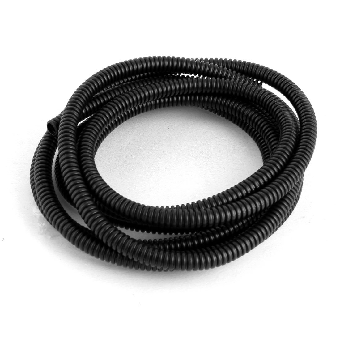 sourcingmap 2.55 M 7 x 10 mm Plastic Corrugated Conduit Tube for Garden,Office Black