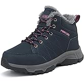 HANABIRA Women Waterproof Winter Ankle Snow Boots Non-Slip Hiking Boots with Warm Fur Lined Winter Walking Boots Sneakers Wide Width Outdoor Christmas Gift