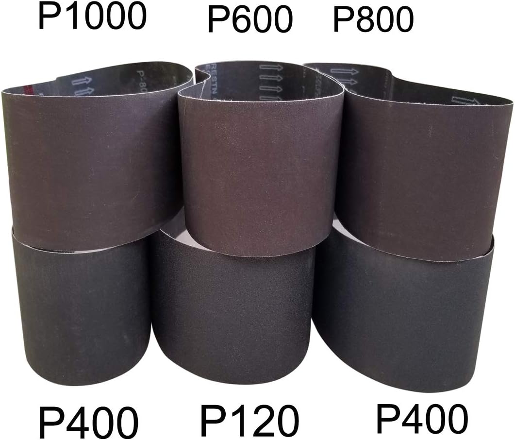 Sackorange 4 x 36 Inch High Performance Silicon Carbide Sanding Belts - Premium Knife Sharpening Sanding Belts Assortment 120 240 400 600 800 and 1000 Grits - 6 Pack - - 