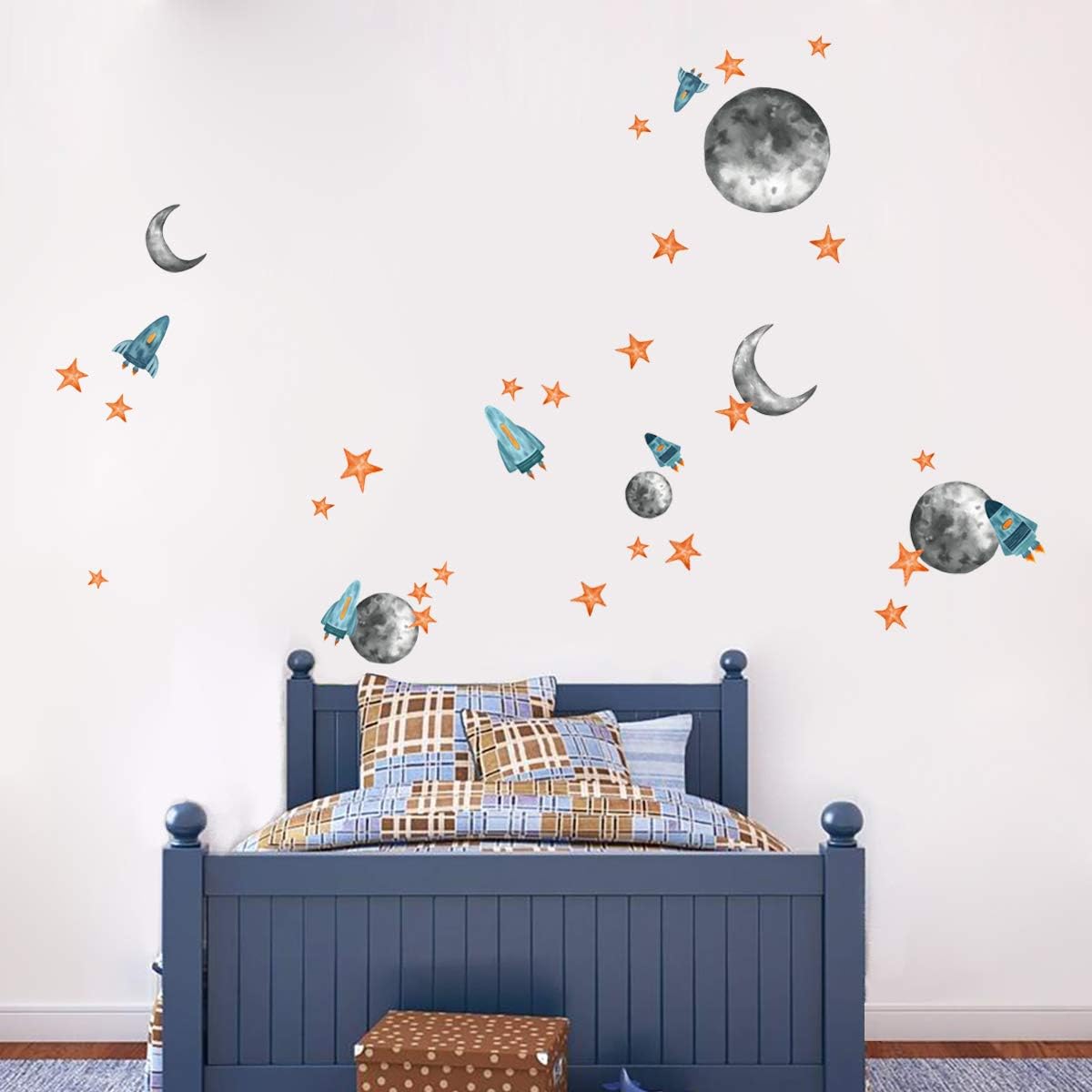 ufengke Outer Space Wall Stickers Star Rocket Planet Wall Decals Art Decor for Kids Boys Bedroom Nursery Living Room - Image 5