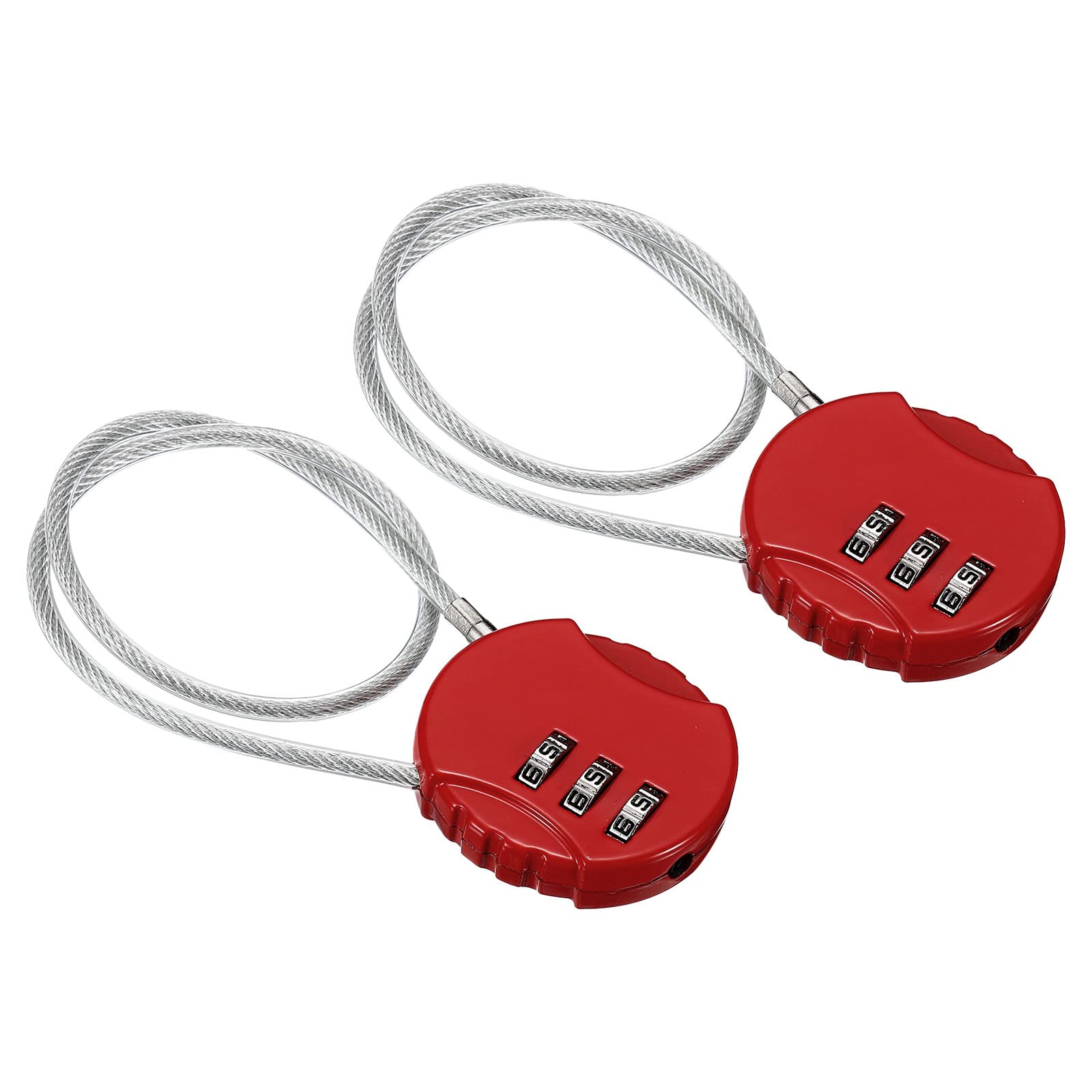 PATIKIL Combination Lock 12 Inch, 2 Pcs 3 Digit Outdoor Waterproof Code Padlock with Wire Rope for Luggage Gym Locker Fence Toolbox Backpack, Red