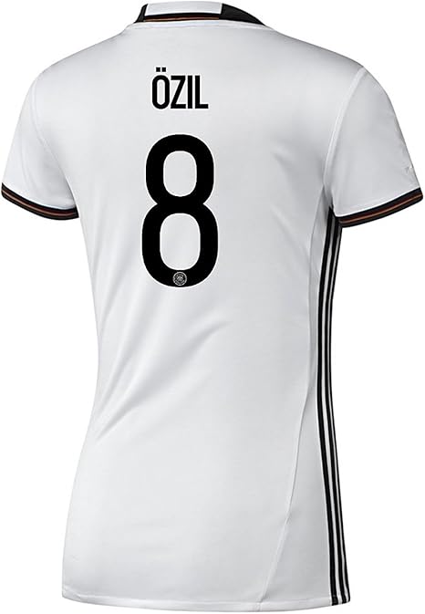 Amazon Adidas Ozil 8 ドイツ ホーム レディース サッカー ジャージ ユーロ 16 L ホワイト サッカー フットサル シャツ 通販