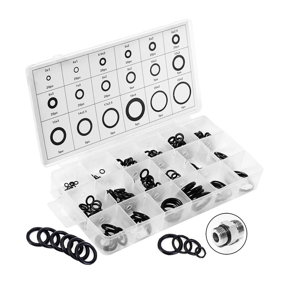 O-ring Set 279pcs Rubber O Ring Assortment Set 18 Sizes Hydraulic Plumbing Gaskets Seal Washer Kit