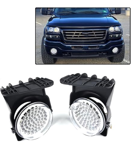 LED Fog Lights Bumper Lamps+DRL For 2003-2006 GMC Sierra 1500 2500 HD 3500