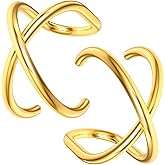 PAGOW Fake Helix Ear Cuff Cartilage Earring, No Piercing Sterling Silver 14K Gold Plated Simple Criss Cross Double Lines