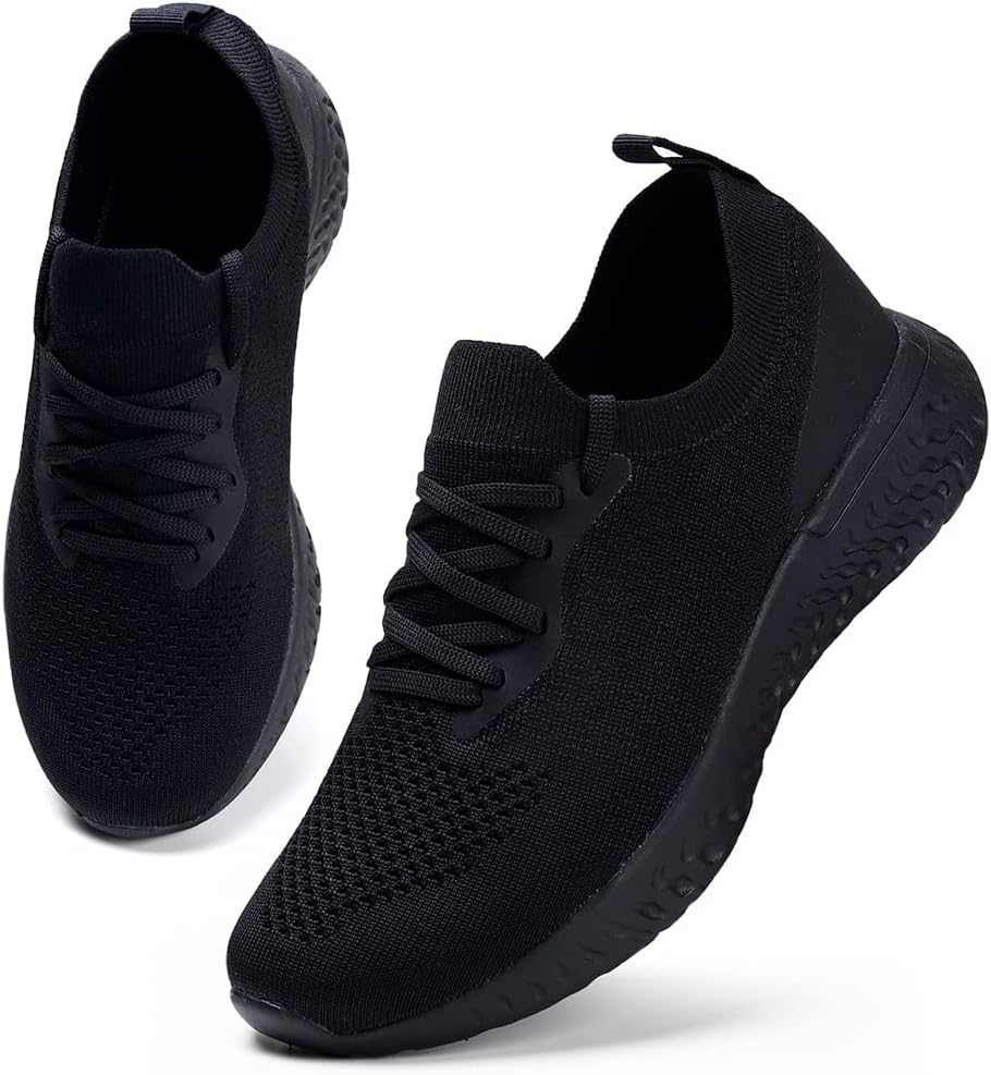HKR Womens Trainers Athletic Running Shoes Breathable Lightweight All Black UK 6