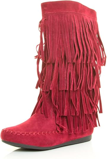 Red knee high flat boots Clearance