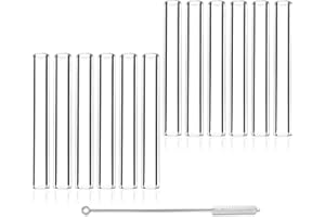 Gtysmox 4 Inches 12 Pcs Transparent Borosilicate Glass Tubes, 10mm Diameter 1.5mm Thickness Glass Tubing with 1 Cleaning Brush for DIY Making Glass Crafts