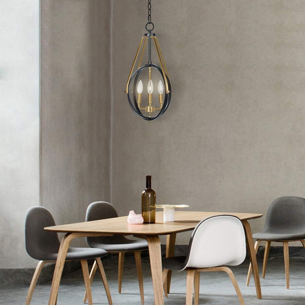 MOTINI Ceiling Pendant Fixtures Lamp Industrial Metal Pendant Light, Hanging Cage Globe Ceiling Light for Kitchen Island Dining Room Farmhouse Entryway Foyer, 21"x13.5"x13.5" - - 