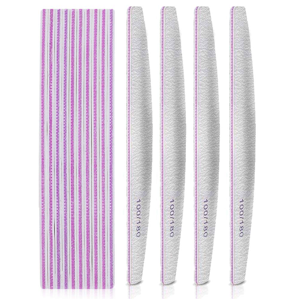 Nail Files, June&Ann 10pcs Professional Double Sided Nail Buffers 100/180 Grits Sanding Block for Home Salon Use