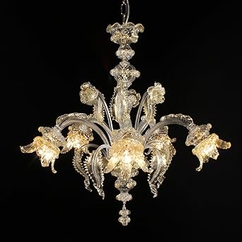 murano con 5 luces cristal dorado