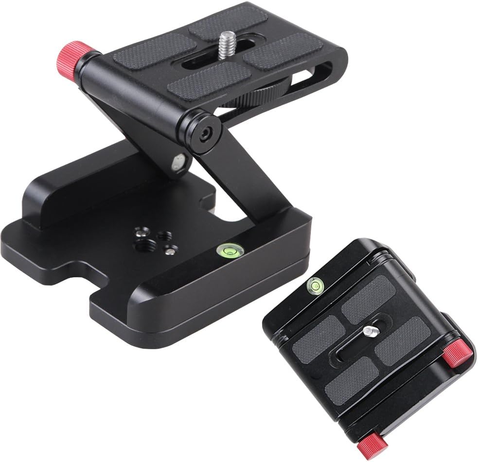 Universal Tripod Flex Tilt Head for Quick Release Plate Tripod Ball Head, Camera Sliders, Rolling Slider Dolly Cars, Camera Folding Z Type Mounting Base Plate for Nikon Canon Sony Panasonic Cameras