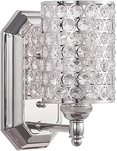 Doraimi 1 Light Crystal Wall Sconce Lighting with Brushed Nickel Finish,Modern and Concise Style Wall Light Fixture with Polyhedral Opal Crystal Shade for Bath Room, Bed Room, LED Bulb(not Include)