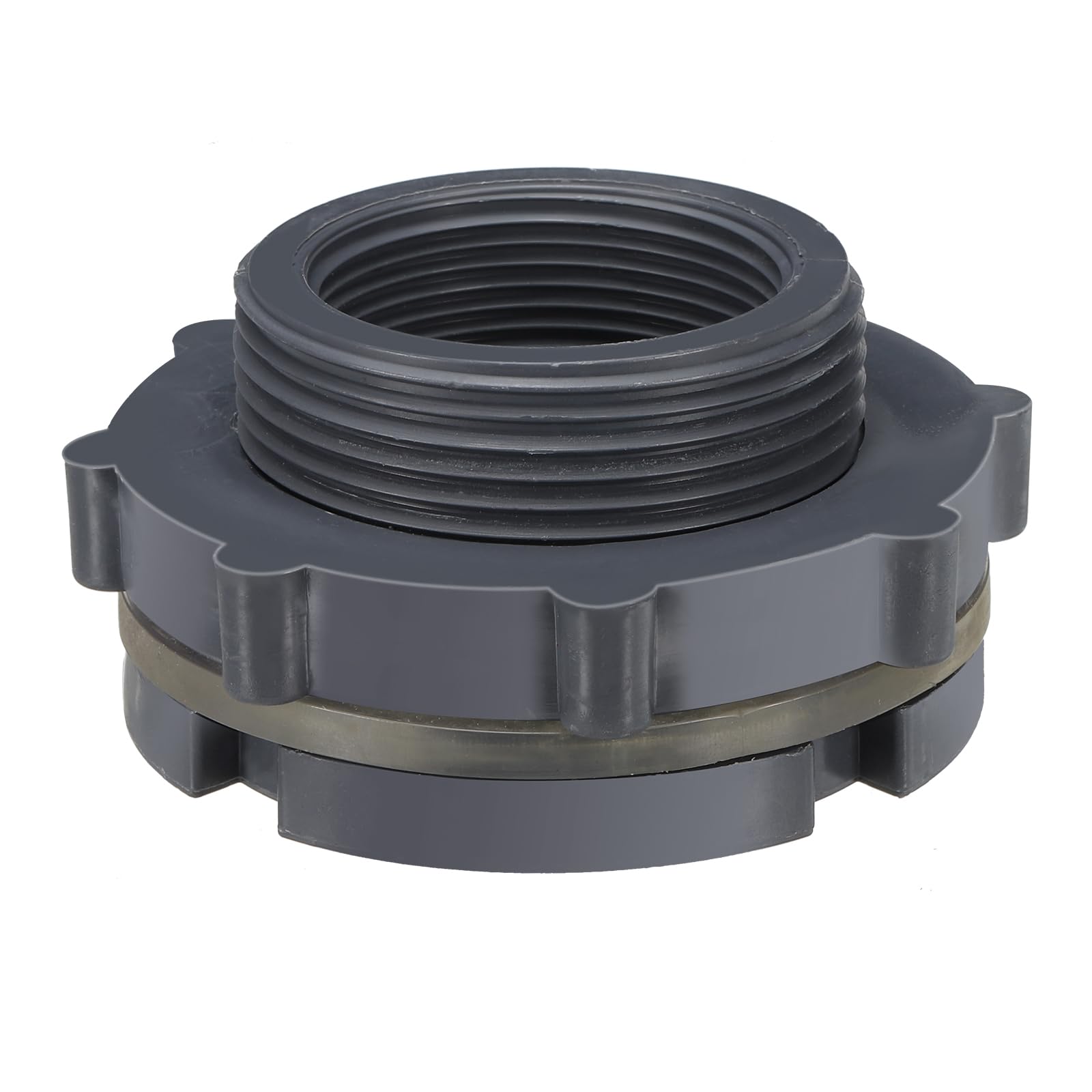 PATIKIL Polypropylene Bulkhead Fitting 1-1/2", Bulkhead Water Tank Connector with Silicone Seal Gasket Garden Hose Fitting for Rain Bucket, Sinks, Aquariums, Black