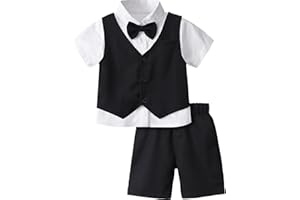 MOMBEBE COSLAND Baby Boys Gentleman 3PCS Oufits Formal Suit with Bowtie