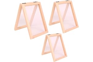 Suny Smiling 3 PCS Paper Making Screen 3 Sizes,2 in 1 Wooden Paper Making kit,Mould and Deckle,Wooden Frame for DIY Paper Craft and Dried Flower Handcraft (A4, A5, A6)