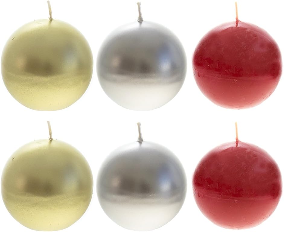 MEGA CANDLESUnscented 3" Hand Poured Round Premium Ball Candle,Set of 6