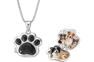 Exclugleam Custom Pet Paw Locket Necklace with Picture, Dog Memorial Gifts, Personalized Photo Cat Dog Necklace for Women