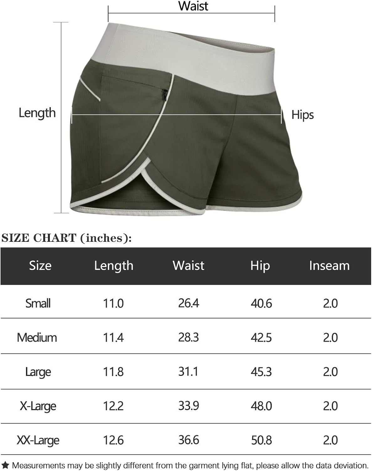 Fulbelle Womens Banded Waist Running Fitness Workout Shorts Invisible Zipper Pockets: Clothing