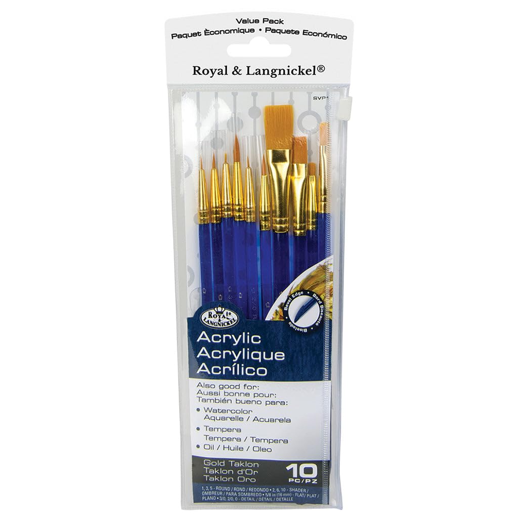 Royal & Langnickel Paintbrushes, Taklon Set, 10/Pkg, Blue