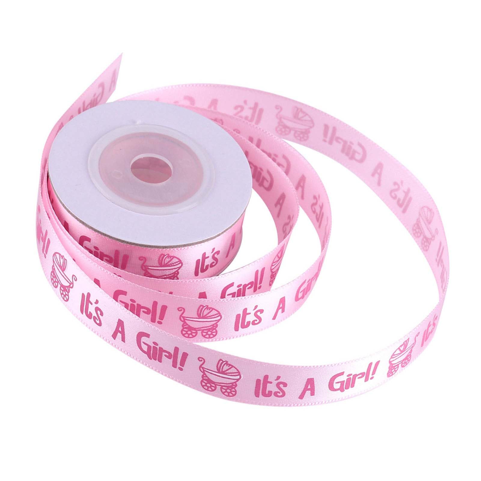 10Yard Stain Ribbon Shower Party Ribbon Baby Christening Ribbon (Pink)