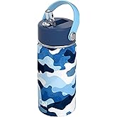 OISIZ Kids Water Bottle with Straw Lid 14oz, Vacuum Insulated 316 Stainless Steel Water Bottles for Kids for School, Leakproof Water Bottle, BPA Free and Keep Cold for 24 Hours