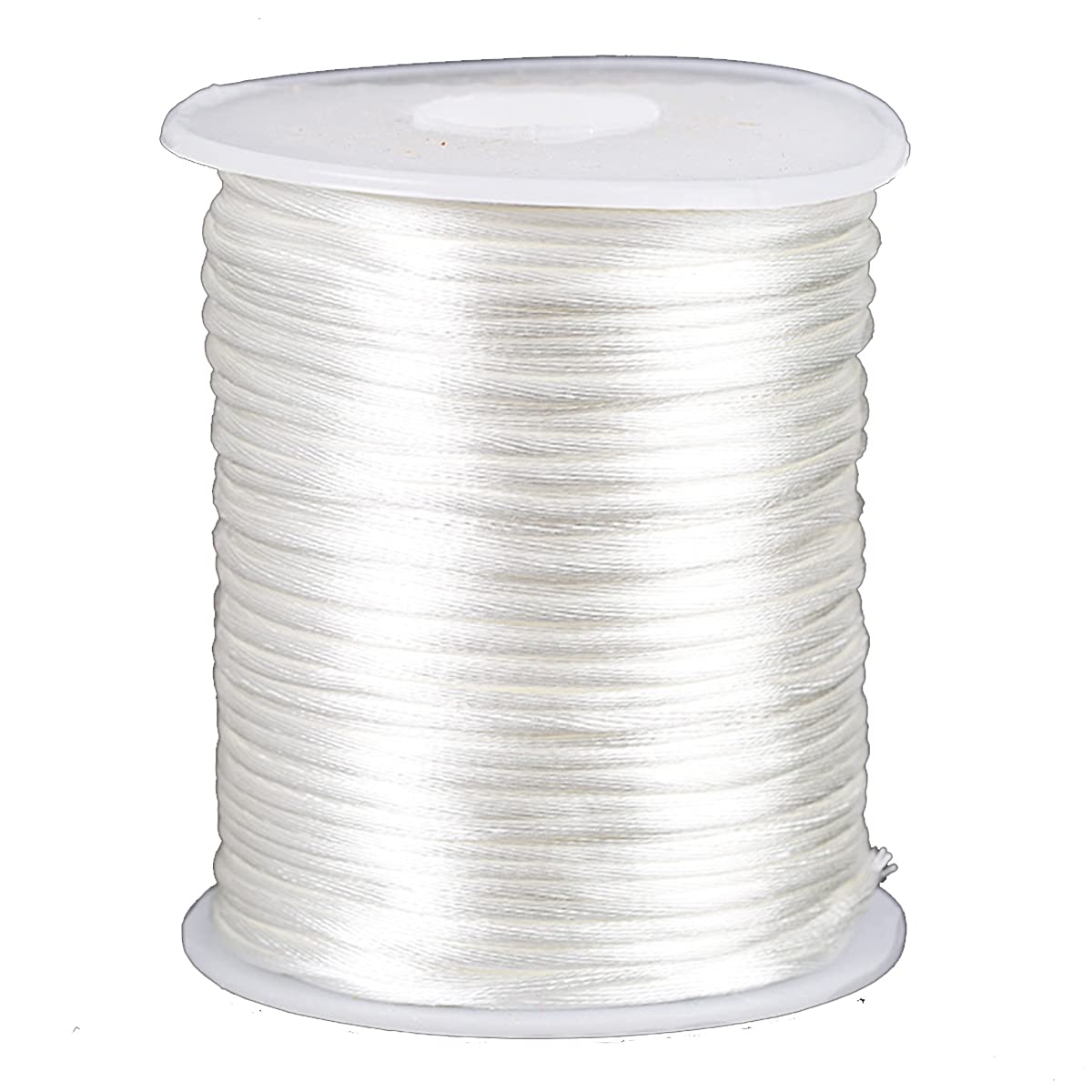 Photo 1 of 109 Yards 1.5 mm Nylon Cord Beading Satin String for Chinese Knotting Rattail Beading Macrame Friendship Bracelet Jewelry Making(White)