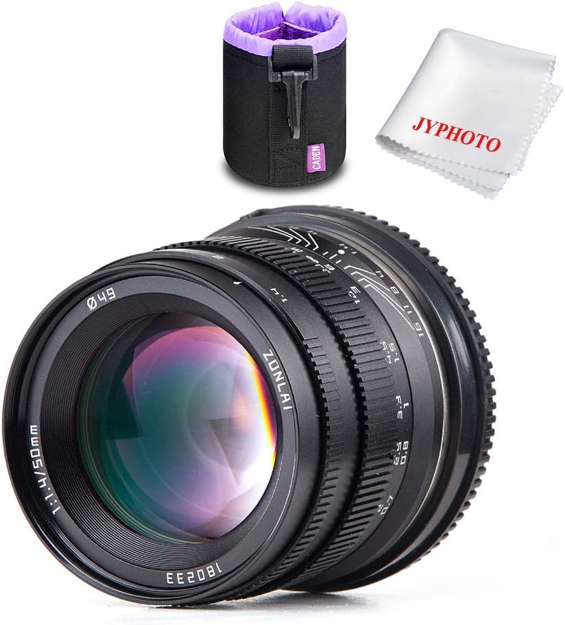 Zonlai 50mm F1.4 Larger Aperture Wide Angle APS-C Fixed Lens for Canon EF-M Mount Mirrorless Camera Like M1 M2 M3 M5 M6 M10 M100 with JYPHOTO Kit