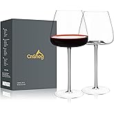 CnSneg Red Wine Glasses Set of 2, Hand Blown Crystal Wine Glass 18OZ, Thin Rim, Long Stem, Premium White Wine Glasses for Wedding, Christmas