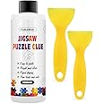 YAKAMOZ Jigsaw Puzzle Glue Clear, Quick Drying with Scraper, 200mL | Preserve & Frame Finished Puzzles | Strong Hold | Water-