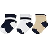 Baby Toddler Ankle Socks 3 Pairs | Soft Cotton Crew Socks for Boys & Girls | Newborn Infant Kids Breathable Seamless Sock Set