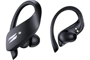 TAGRY Bluetooth Headphones Wireless Earbuds 80Hrs Playtime IPX7 Waterproof Ear buds with Earhook Over Ear Earphones Build-in Mic Bluetooth 5.3 Headsets Digital Display for Workout Phone TV Laptop Black