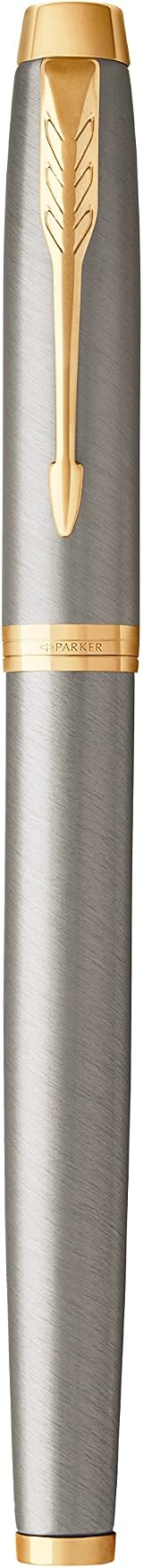 Parker IM Fountain Pen Brushed Metal Medium Nib Gift Box Blue Ink view 5