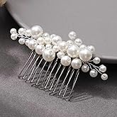 Casdre Pearl Bride Wedding Hair Comb Silver Bridal Side Comb Hair Piece Wedding Hair Accessories for Women and Girls