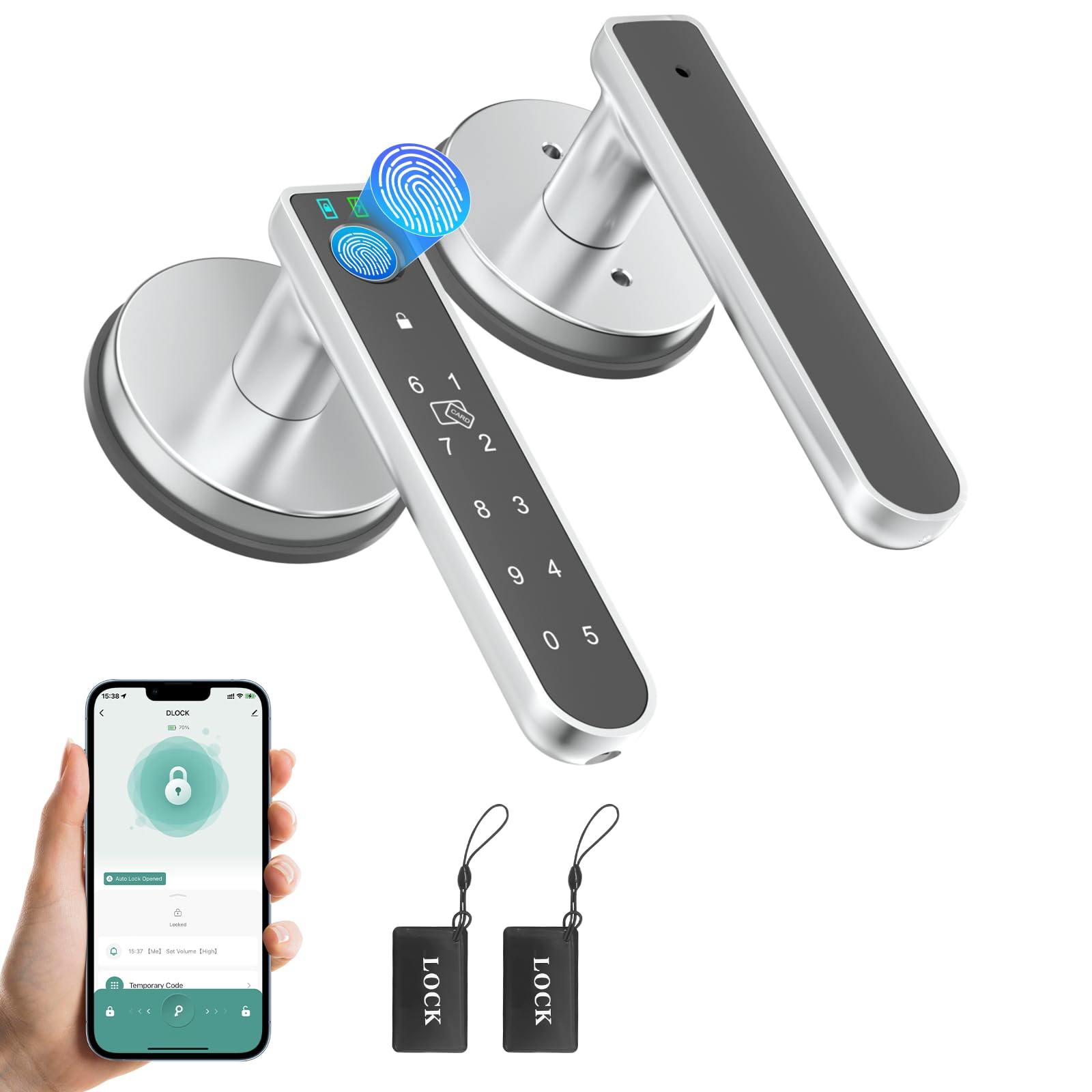 Photo 1 of BAFUWEIY Fingerprint Door Lock, Finger Print Door Knobs Thumbprint Door Knob with App Control/Fingerprints/IC Cards/Codes/Keys, Smart Lock for Bedroom Home Apartment