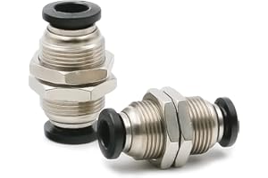 Jienk 2Pack Bulkhead Union 1/2" x 1/2" Tube OD Push to Connect Tube Fitting, PMM-1/2 Pneumatic Quick Connect Air Fitting
