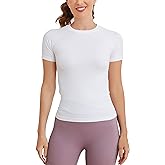 MathCat Short Sleeve Workout Tops for Women, Seamless Women's Compression Shirt, Yoga Running Athletic Shirts Soft Gym Tops