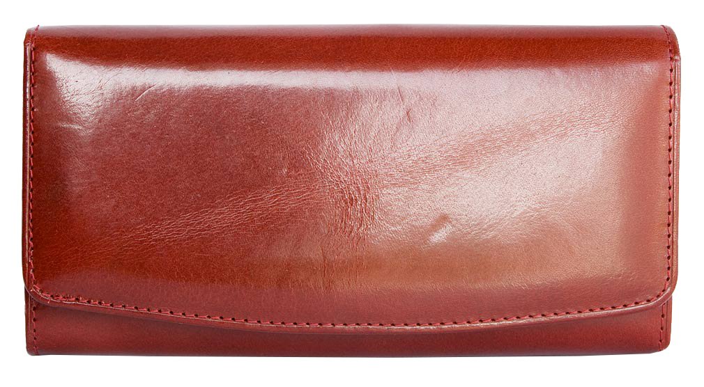 FLW Red glossy coated genuine leather wallet