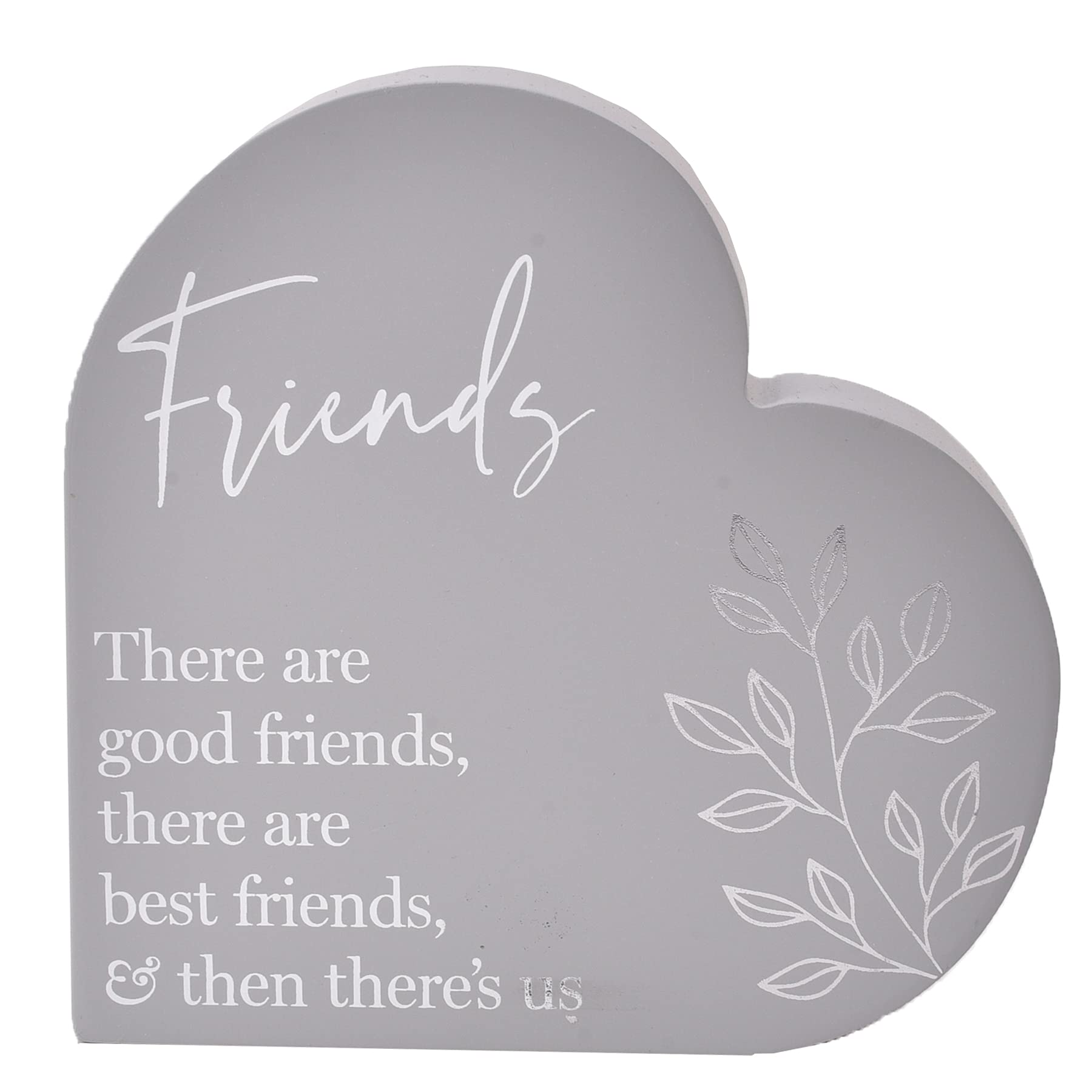 Widdop and Co Grey Heart MDF Plaque - Floral - Friends